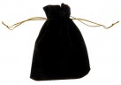 Мешочек бархатный 9*12 см, цвет черный с золотым шнурком