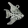 Подвеска металлическая "Рыбка", цвет Серебро, 1 шт.