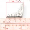Уголки металлические тисненые, маленькие, цвет Серебро, 21*21 мм, пара