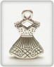 Металлическая подвеска "Платьице на вешалке", цвет Античное серебро