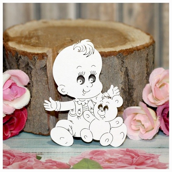 Фигурка из чипборда "Малыш с мишкой"  (Россия)