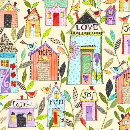 Отрез ткани "Домики" из коллекции "Happy Home" (QUILTING TREASURES), 55*50 см