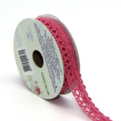 Тесьма кружевная "Воздушная", цвет Темно-Розовый,  шир. 1,2 см, длина 3 м (Рукоделие)