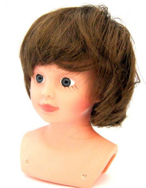 Волосы для кукол (парик) П80, прямые, короткие, цвет Темно-русый
