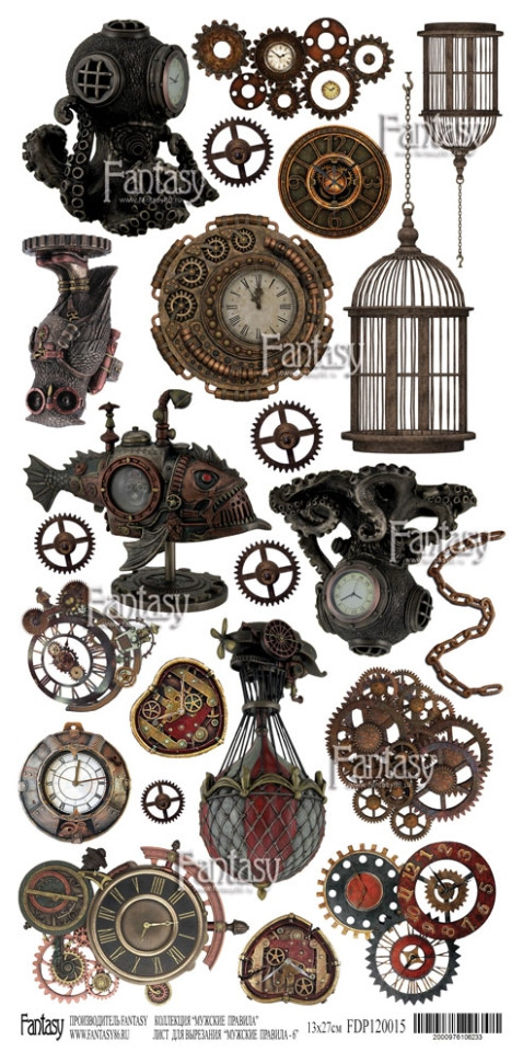 Лист для вырезания #6 из коллекции "Мужские правила", размер 13*27 см (Fantasy)