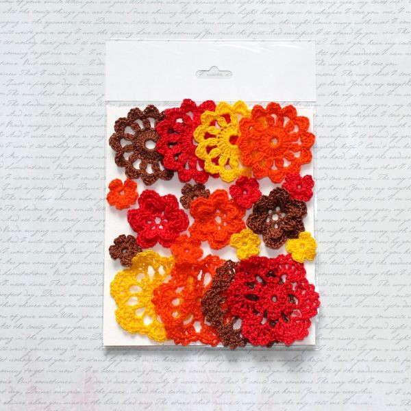 Большой набор вязаных элементов "Листопад",  19 элементов (Линия творчества)