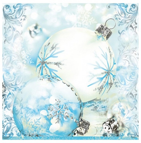 Салфетка 33*33 см из коллекции "Рождественский обед" Морозные шары, 1 штука (Maki)