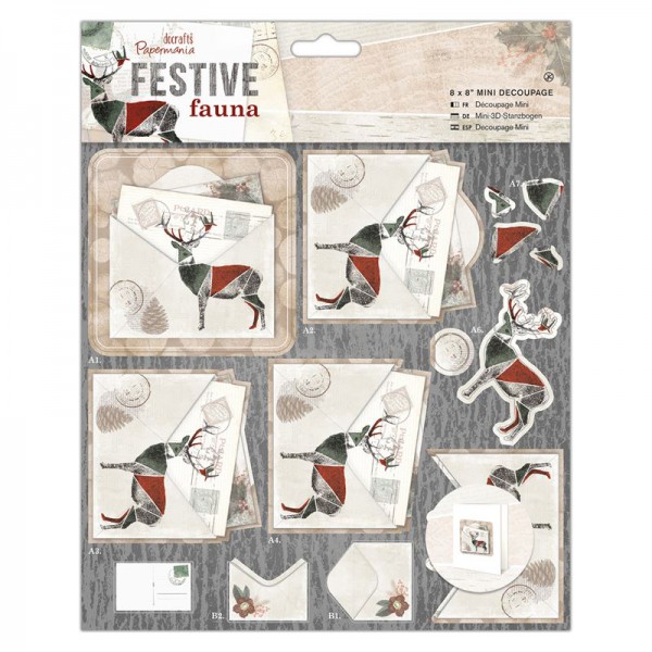 Набор мини-заготовок 3D для открыток из коллекции Festive Fauna (Docrafts) 