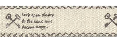 Лента декоративная хлопковая "Ключики",цвет Белый/Черный, ширина 16 мм, 3 метра (Gamma)