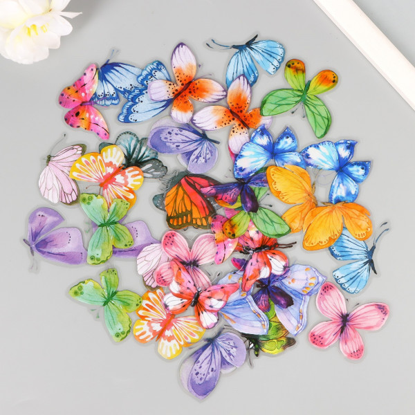 Набор ПВХ высечек на клейкой основе "Бабочки и акварель", 40 шт. (АртУзор)