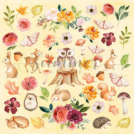 Бумага из коллекции "Warm Autumn" Forest Story (для вырезания) (Summer Studio, Россия)