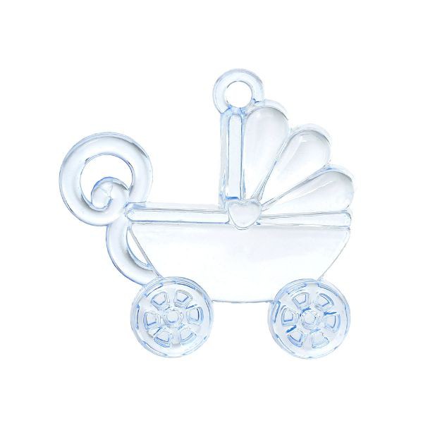 Акриловое украшение "Детская коляска", цвет Голубой, 1 штука 