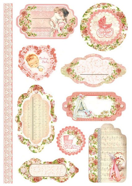 Наклейки "Малыши, розовое" с вырубкой (Stamperia)