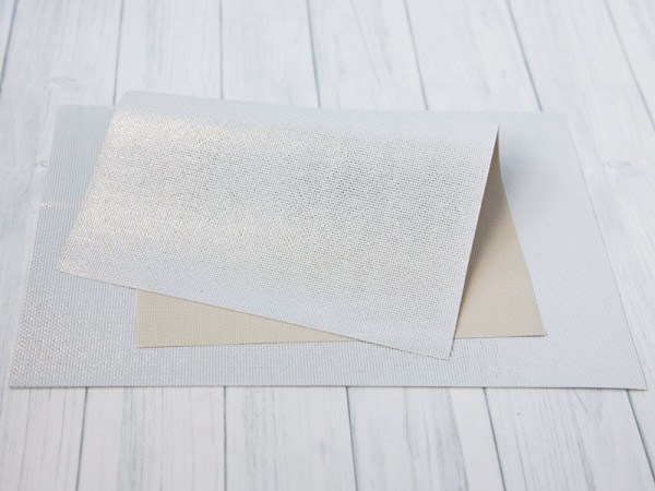 Экокожа на тканевой основе, узор Плетенка, цвет Белый перламутр, размер А4 