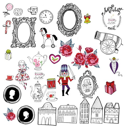 Набор высечек из коллекции "Щелкунчик", 34 шт. (Polkadot, Россия)