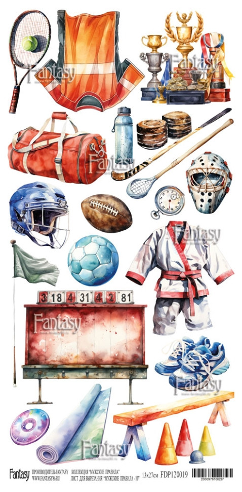 Лист для вырезания #10 из коллекции "Мужские правила", размер 13*27 см (Fantasy)