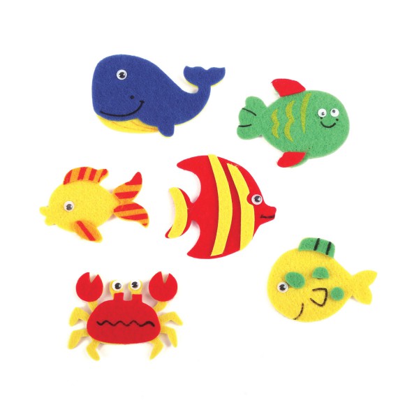 Набор многослойных фигурок из цветного фетра на клеевой основе "Рыбки", 6 шт. (1/2 набора) (Остров сокровищ)