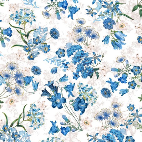 Отрез ткани "Полевые цветы на белом" из коллекции "Harper" (QUILTING TREASURES), 55*50 см