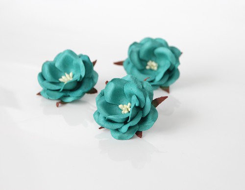 Цветок шиповника, цвет Темно-бирюзовый , 5 см, 1 штука