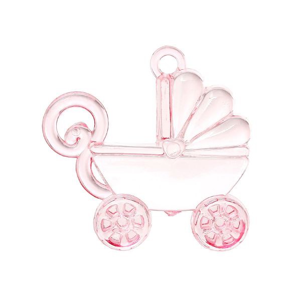 Акриловое украшение "Детская коляска", цвет Розовый, 1 штука  