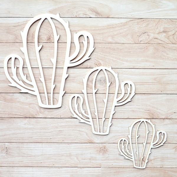 Украшение из чипборда из коллекции "Ламы" Шейкер. Кактус, размер Большой/Маленький/Мини (ScrapMania)  