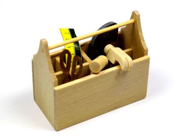Миниатюрный ящик с инструментами, деревянный
