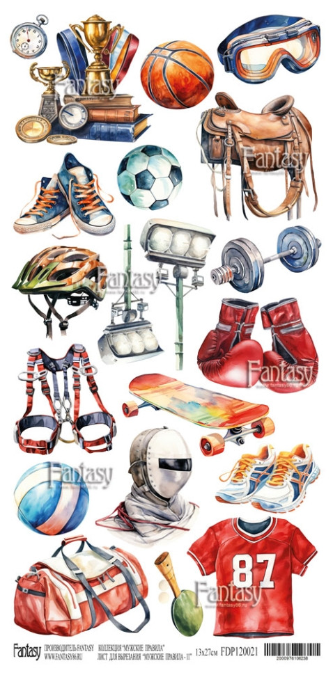 Лист для вырезания #11 из коллекции "Мужские правила", размер 13*27 см (Fantasy)