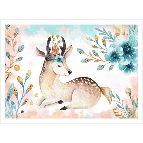 Тканевая карточка из коллекции "Этника. Детская" Оленёнок (ScrapMania)    