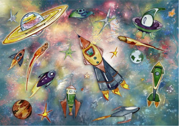 Бумага рисовая для декупажа "Звездолет" формат А3, 1 лист (Craft Premier)