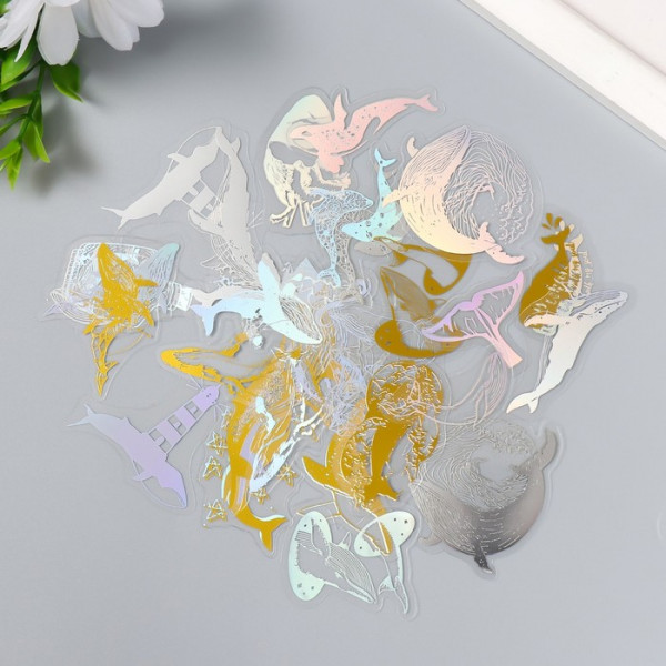 Набор ацетатных высечек на клейкой основе "Спящие киты", 40 шт. (АртУзор)