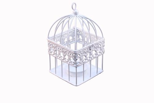 Металлическая клетка с подсвечником, цвет Белый (Scrapberry's)   