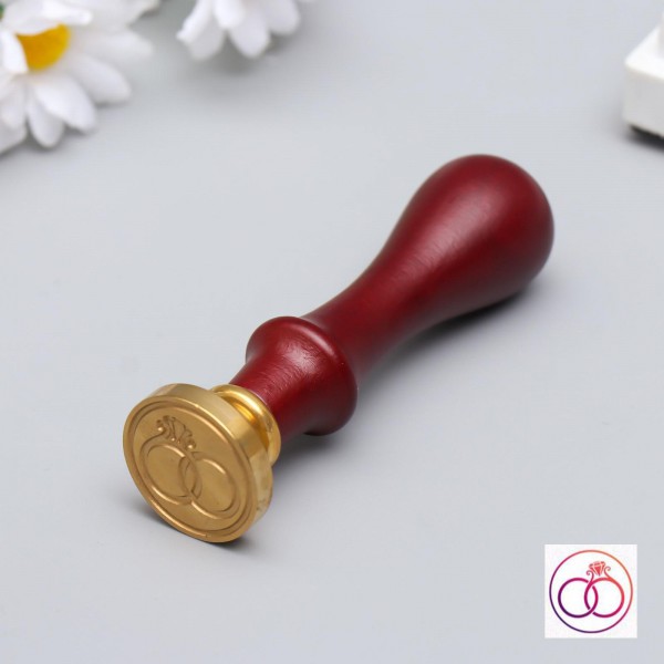 Печать для сургуча с деревянной ручкой "Свадебные кольца"