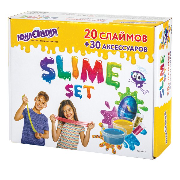 Большой набор слаймов и украшений, 20 слаймов, 30 аксессуаров, 1,4 кг (Юнландия)