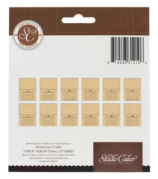 Набор конвертиков из крафт-бумаги "Календарь", 12 шт. (Studio Calico)