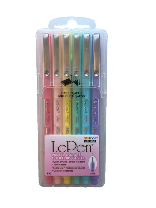 Набор капиллярных ручек "LePen Pastel Set", 0,3 мм, 6 штук (Marvy Uchida, Япония)