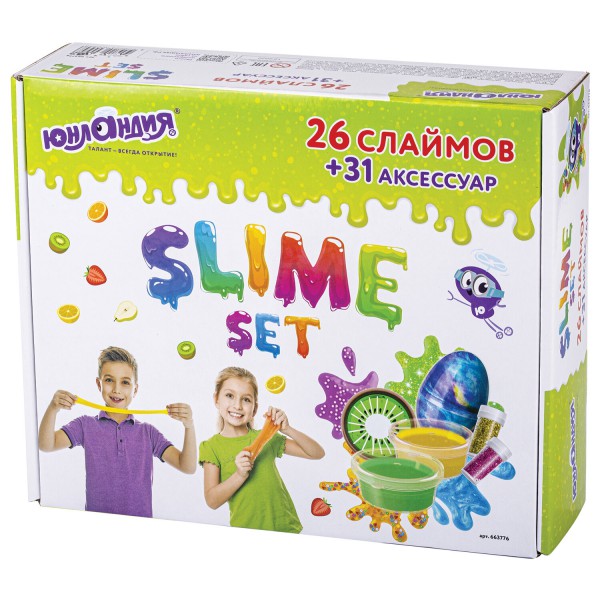 Большой набор слаймов и украшений, 26 слаймов, 31 аксессуар, 1,7 кг (Юнландия)
