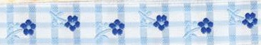 Тесьма декоративная "Цветочная клетка" Белый/Голубой