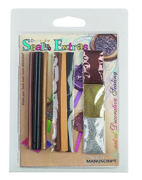 Набор воска, лент и глиттера для восковой печати, Черный/Золото/Бронза