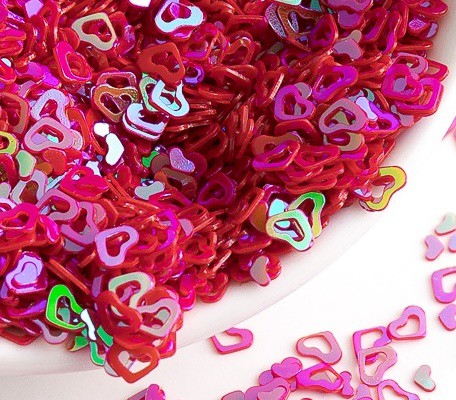 Пайетки "Сердечки" 4 мм, цвет Красный, 5 г 
