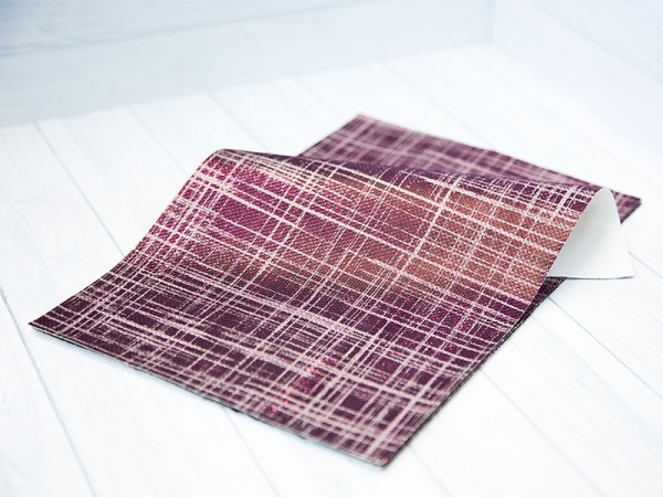 Экокожа на тканевой основе, узор Ткань, цвет Бордовый, размер А4