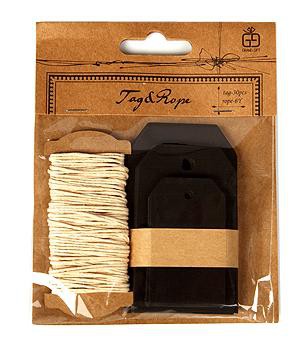 Набор тэгов с вощеным шнуром, 30 штук