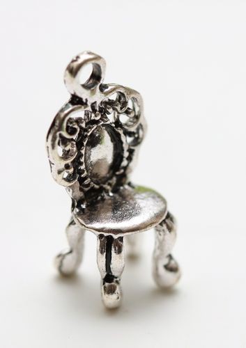 Металлическая подвеска 3D "Стульчик Барокко", цвет Античное серебро (Scrapberry's)  