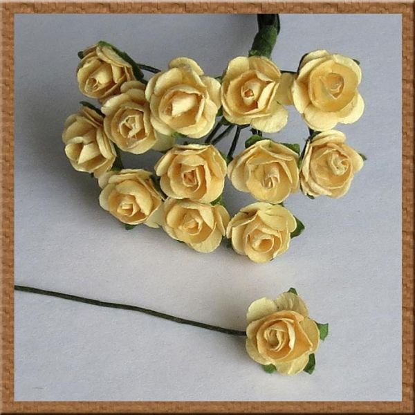 Открытые розы, цвет Осеннее золото, 10 мм, 12 штук 