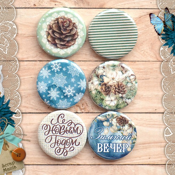 Набор фишек из коллекции "Новогодние традиции" Зимний вечер (ScrapMania) 