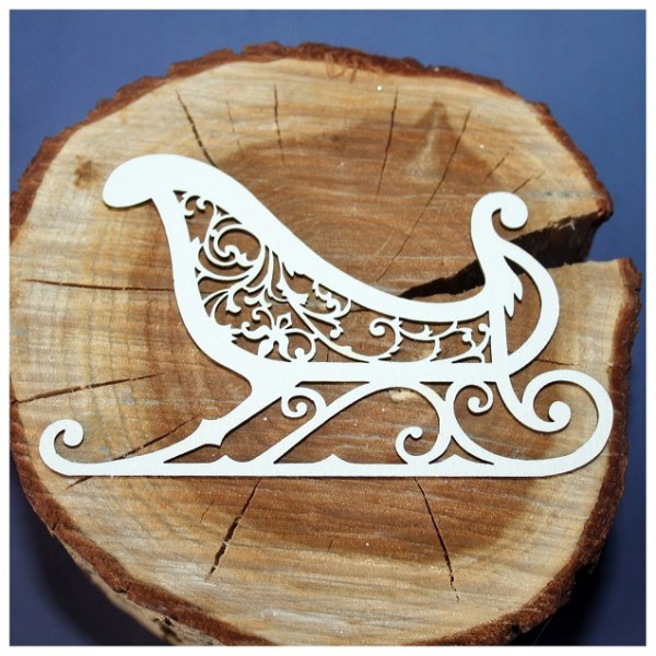 Фигурка из чипборда "Ажурные саночки" из коллекции "Новый год-2022" (Россия) 