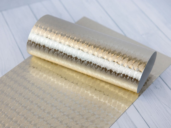 Экокожа на тканевой основе, узор Домино, цвет Зеркальное золото, размер А4