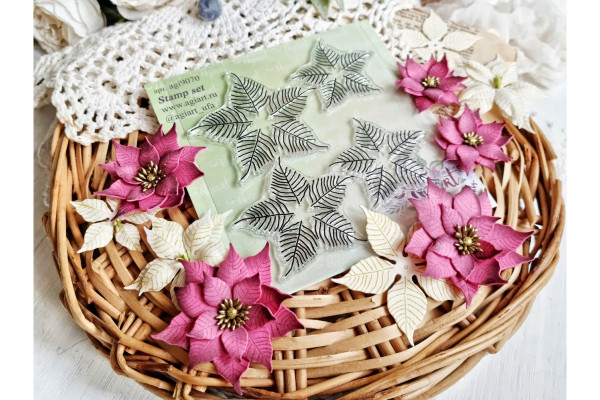 Набор силиконовых штампов "Бархатная пуансеттия" (AgiArt)