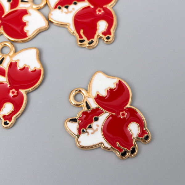 Металлическая подвеска с эмалью "Рыжий лисёнок", 1 шт