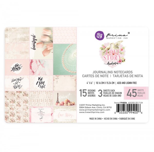 Набор карточек 10*15 см из коллекции "Love Story", 45 шт. (Prima) 
