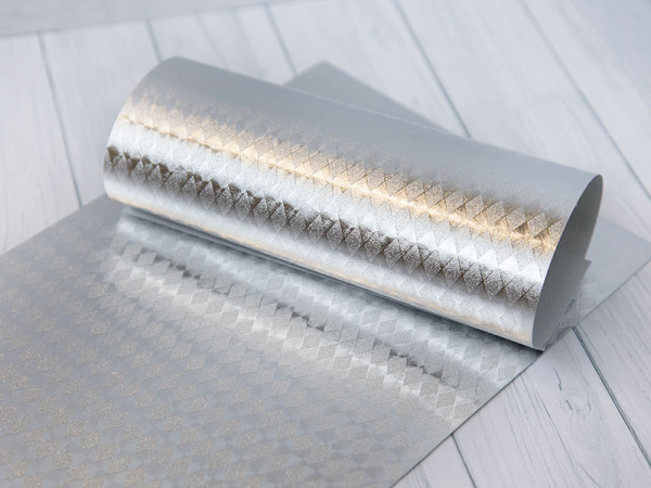 Экокожа на тканевой основе, узор Домино, цвет Зеркальное серебро, размер А4